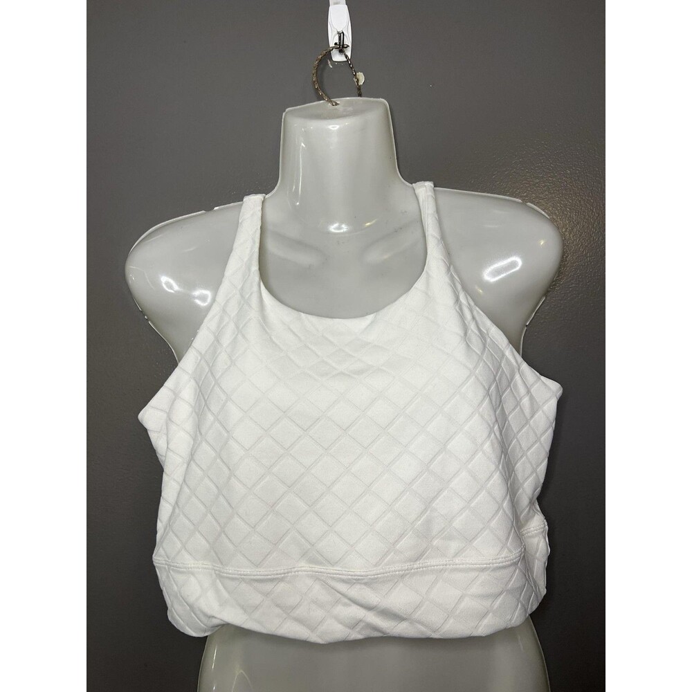 Nike Dri-FIT Sports Bra Womens Large White Diamond Knit Racerback Stretch